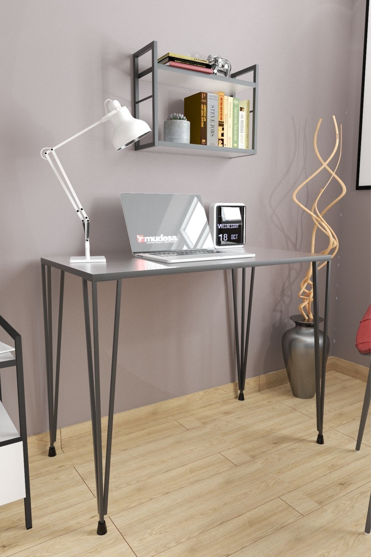 Mudesa 90x60 Cm Çalışma Masası Metal Ayaklı Modern Ofis Oda Çalışma Masası Mini Çocuk Odası Laptop Masa