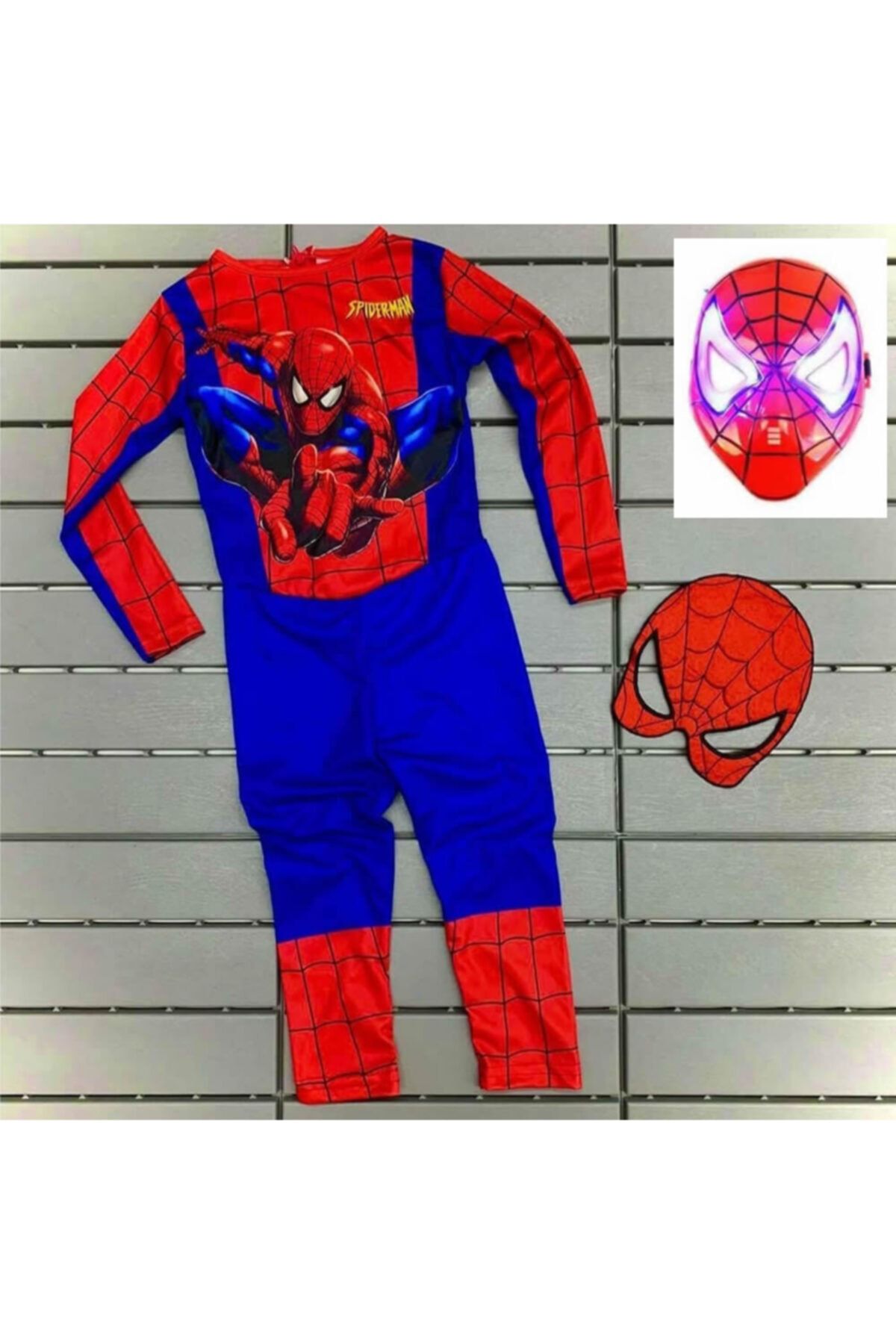 Örümcek Adam Erkek Çocuk Işıklı Maskeli Spiderman Kostümü