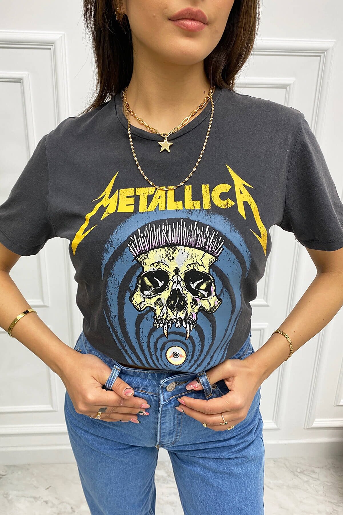 Eka Metallica Baskılı Yıkamalı T-shirt 0709-1319