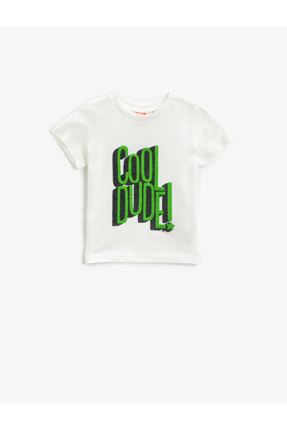 Koton Erkek Çocuk Beyaz Sloganlı Kısa Kollu Pamuklu T-shirt