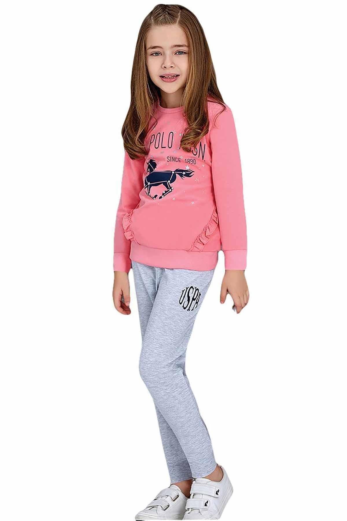 U.S. Polo Assn. Us Polo Assn Lisanslı Kız Çocuk Pijama Takımı Pembe