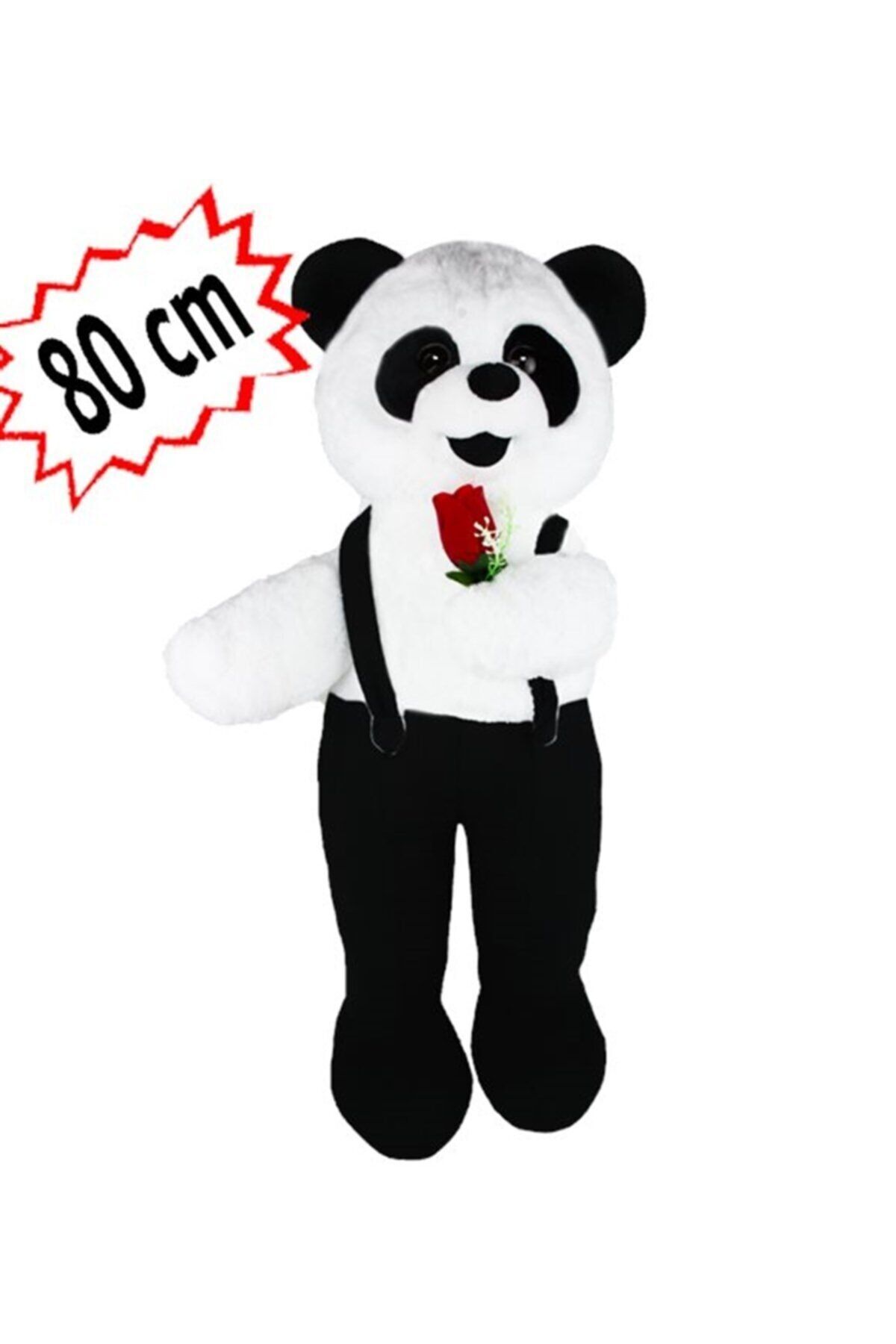 Özgüner Oyuncak 80 Cm Ayakta Tulumlu Çiçekli Panda