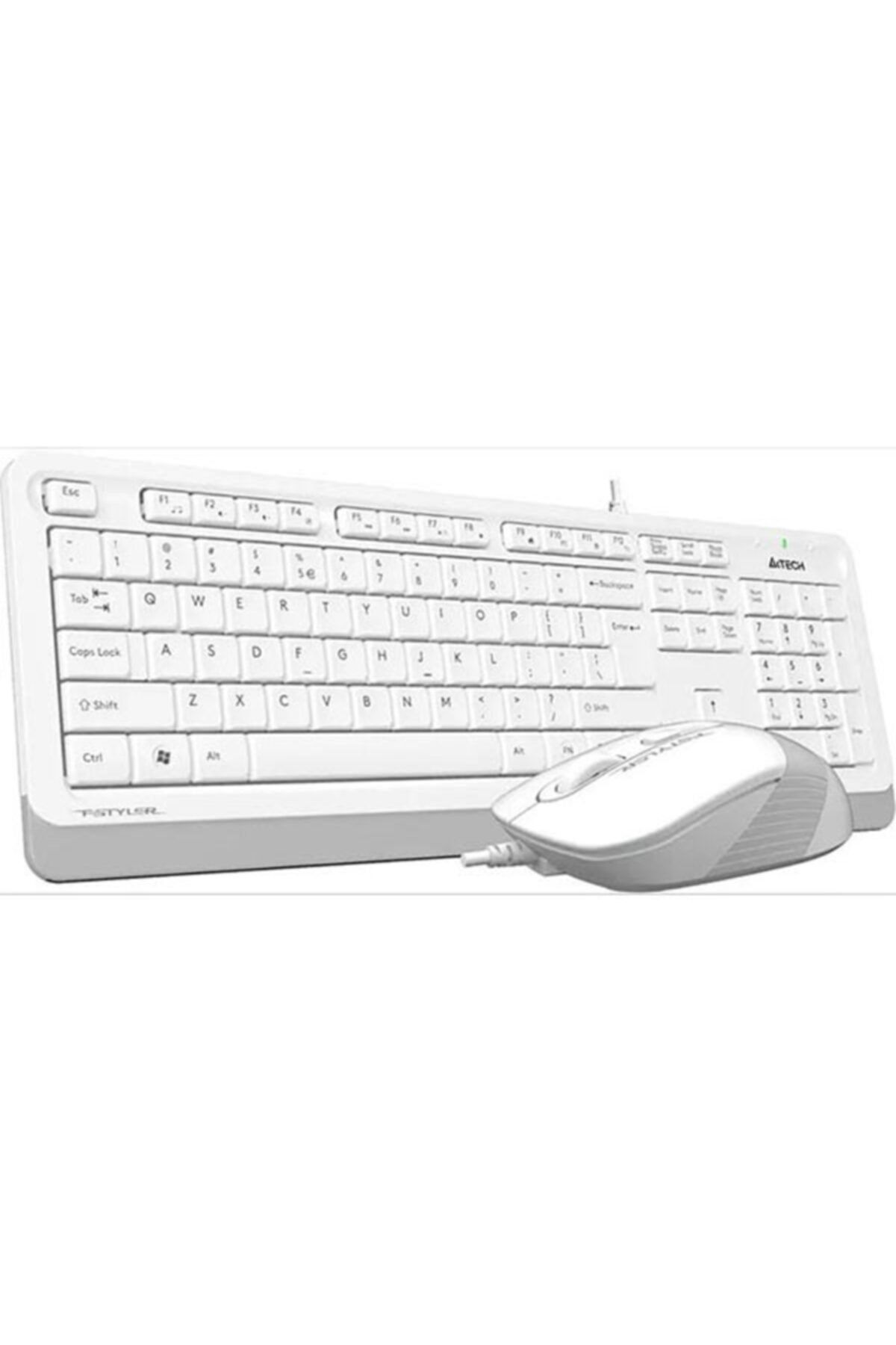A4 Tech F1010 Beyaz Fstyler Usb Kablolu Türkçe M Medya Klavye Mouse Set