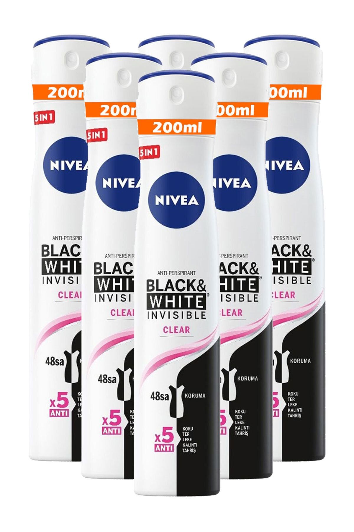 NIVEA Deodorant Black&white Clear 6x200 ml