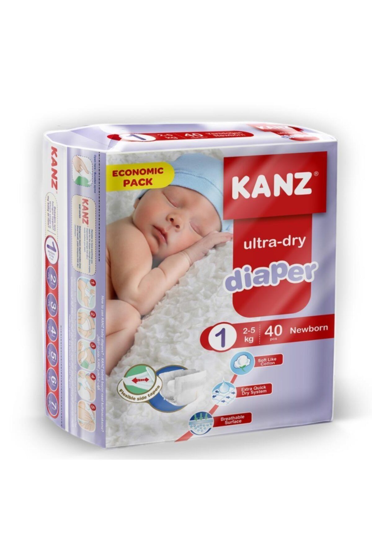 Kanz Unisex Çocuk Bezi Newborn 2-5 kg 40'lı