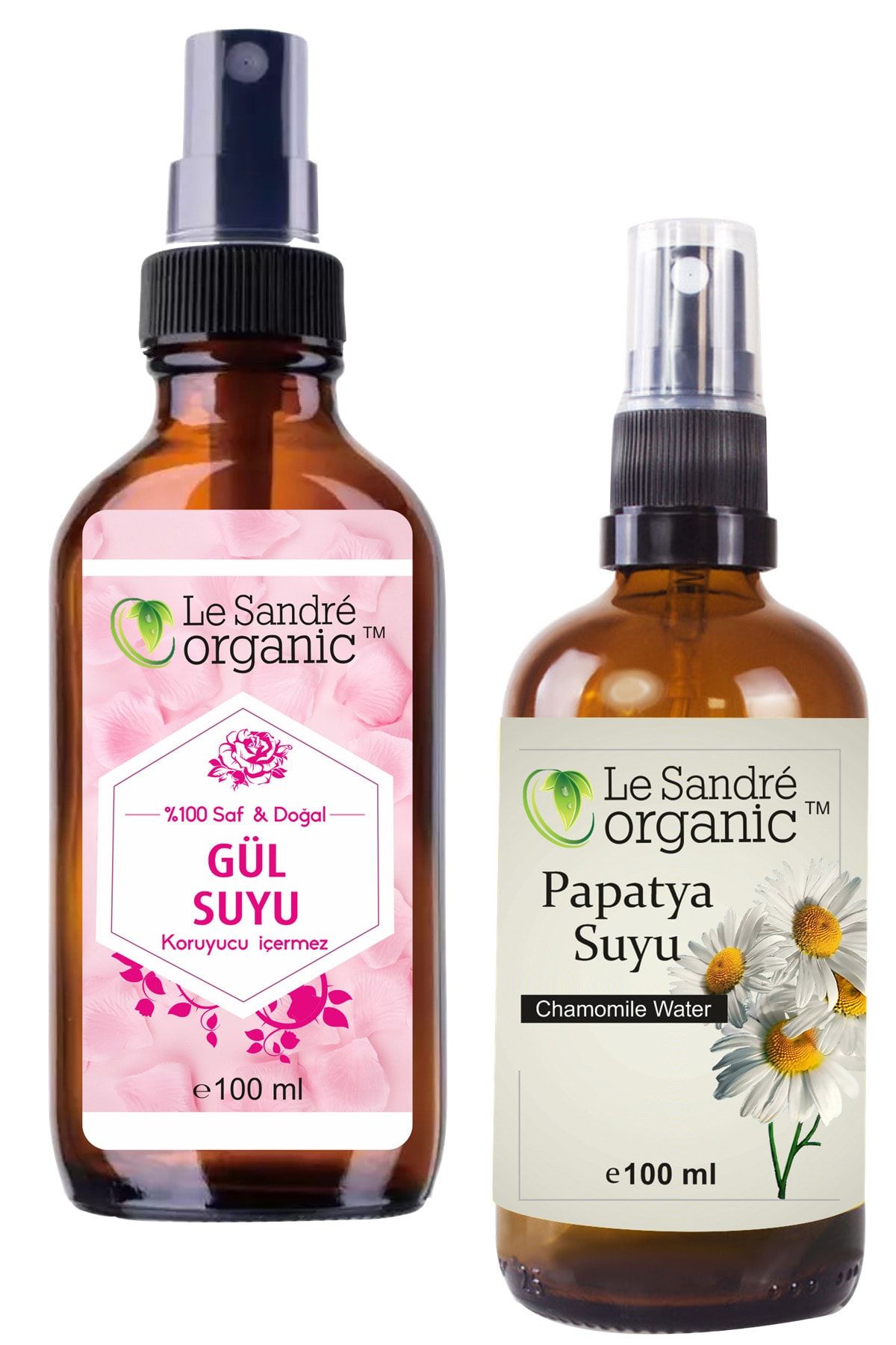 Le Sandre Organic Papatya Suyu 100 Ml & Gül Suyu 100 Ml