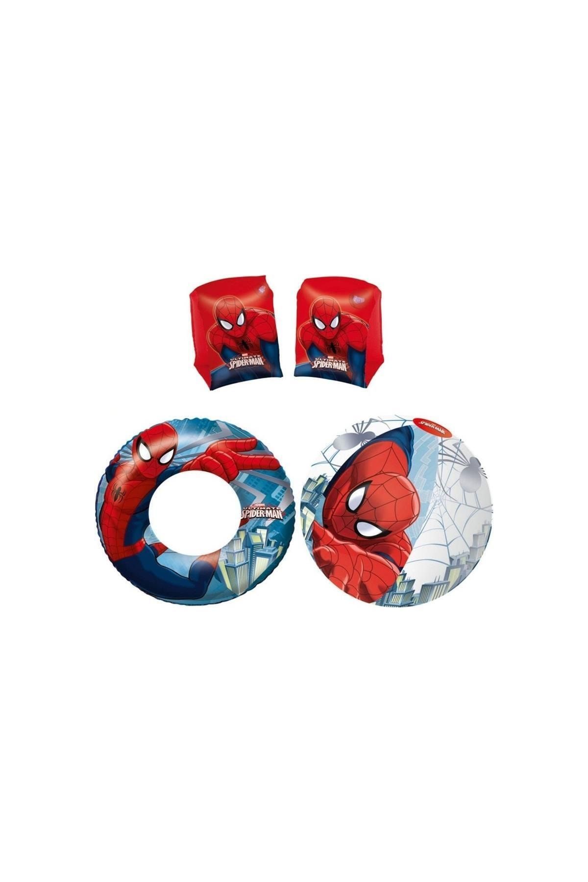 Spiderman Örümcek Adam Lisanslı Yüzme Seti Havuz Deniz Topu Kolluk Simit
