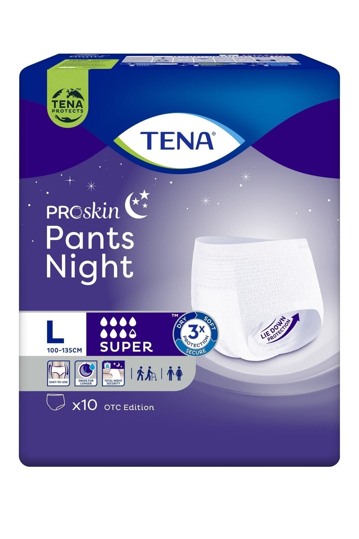 Tena Proskin Pants Night Large Büyük Beden Gece Için Süper Emici Külot 10 Lu Paket