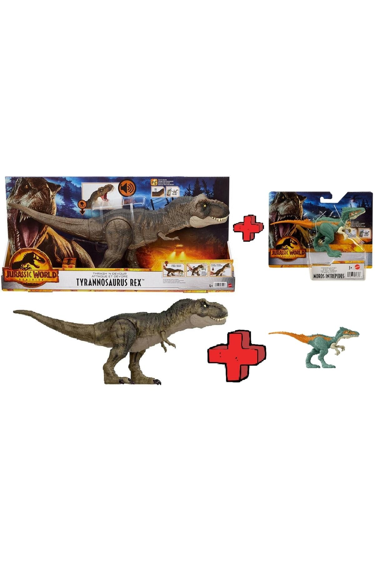 Jurassic World Dev Trex Ve Avı Moros 2'li Set Mattel Dev Dinozor Tyrannosaurus Rex Ve Intrepıdus T X