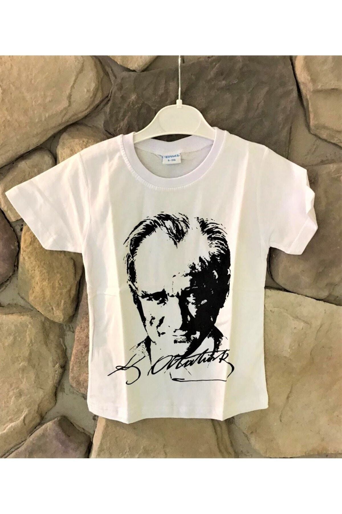 Elif Bebe Unisex Çocuk Beyaz Atatürk Baskılı T Shirt