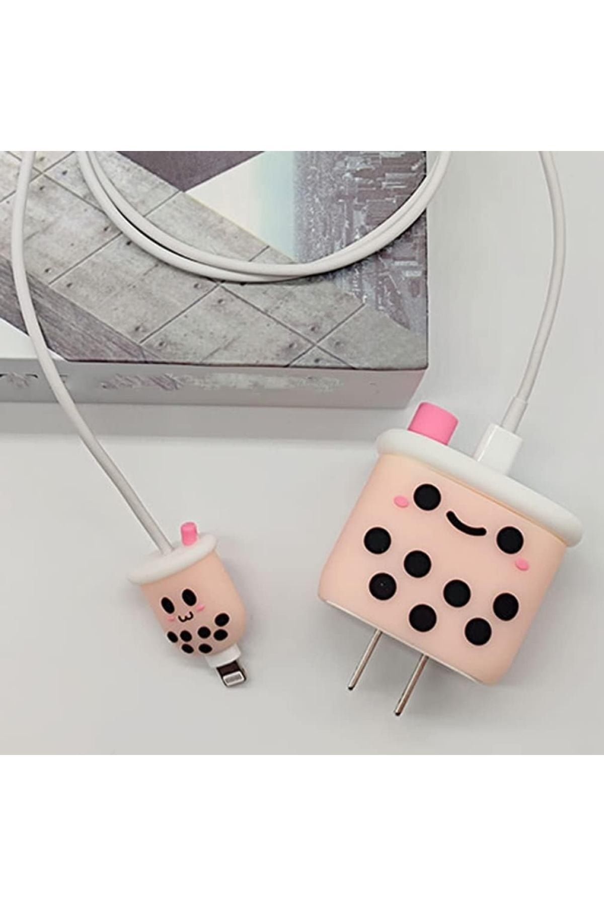 Bilişim Aksesuar Apple Yeni Nesil Şarj Başlık Ve Kablo Koruyucu Seti Milkshake Tasarımlı