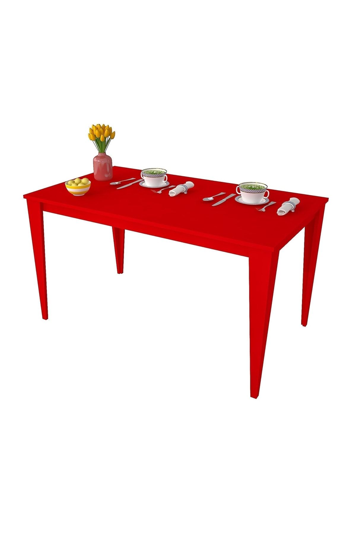 Toptanix Dekormila Asel 130x70 Mutfak Masası Kırmızı