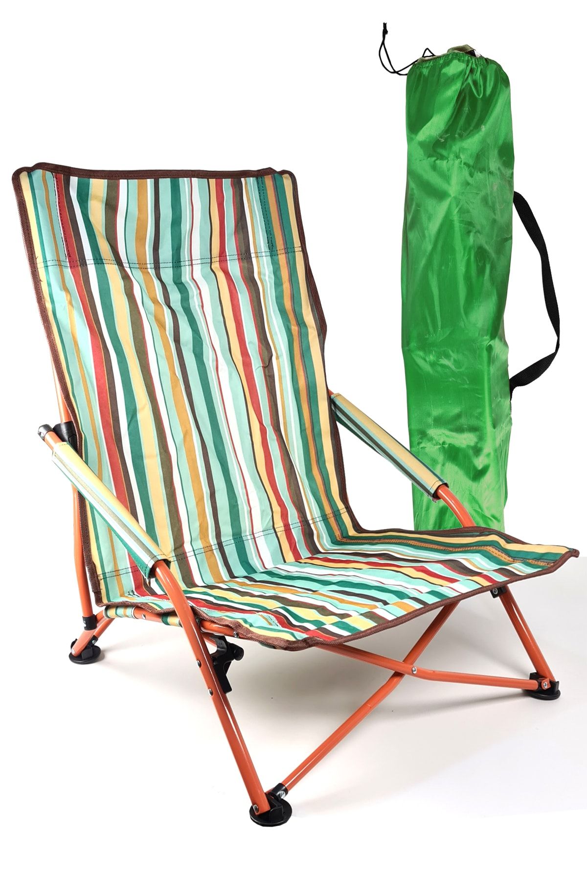 Binbirreyon Çantalı Plaj Sandalyesi Katlanır Kamp Sandalyesi Yere Yakın Sandalye 68cm Ha033