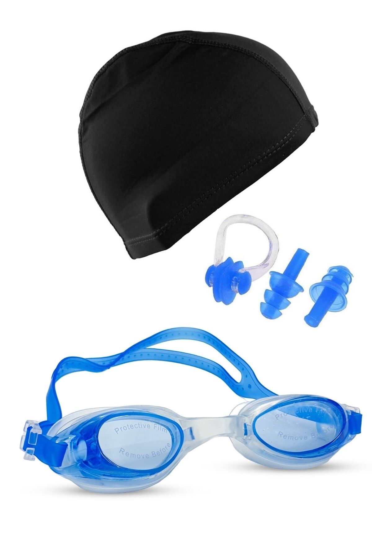 Tosima Premium Yüzücü Seti Özel Kutulu Antifog Yüzücü Gözlüğü Bone Kulak Tıkacı Ve Burun Klipsi Seti