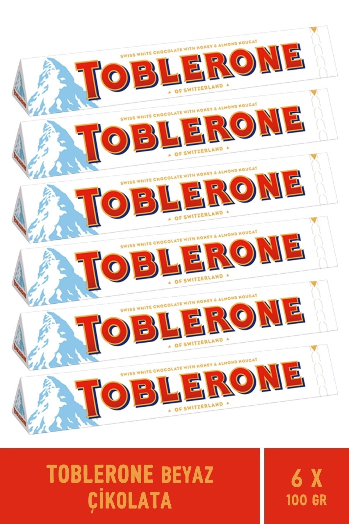 Toblerone Beyaz Çikolata 100 Gr - 6 Adet