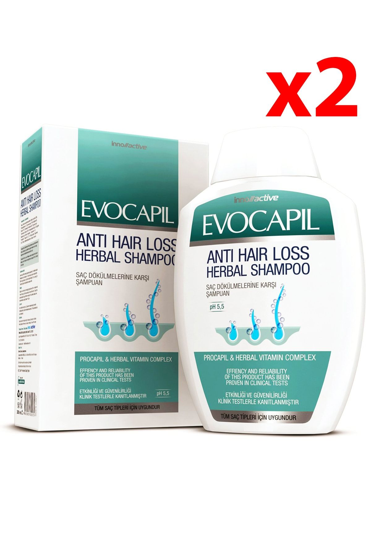 Evocapil Saç Dökülmelerine Karşı Doğal Procapil Şampuan 300ml 2 Adet