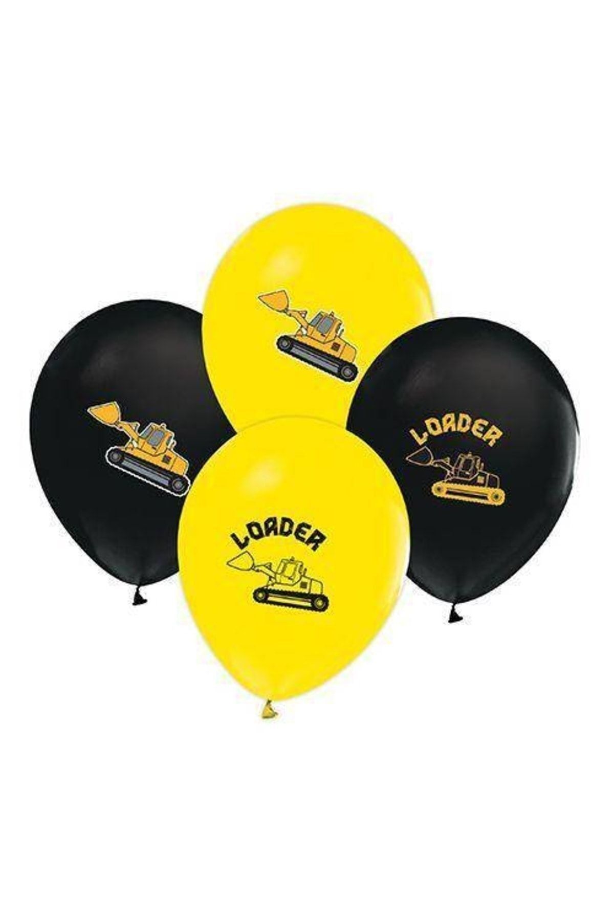 Genel Markalar Inşaat Temalı Sarı Siyah Baskılı Balon 20 Adet