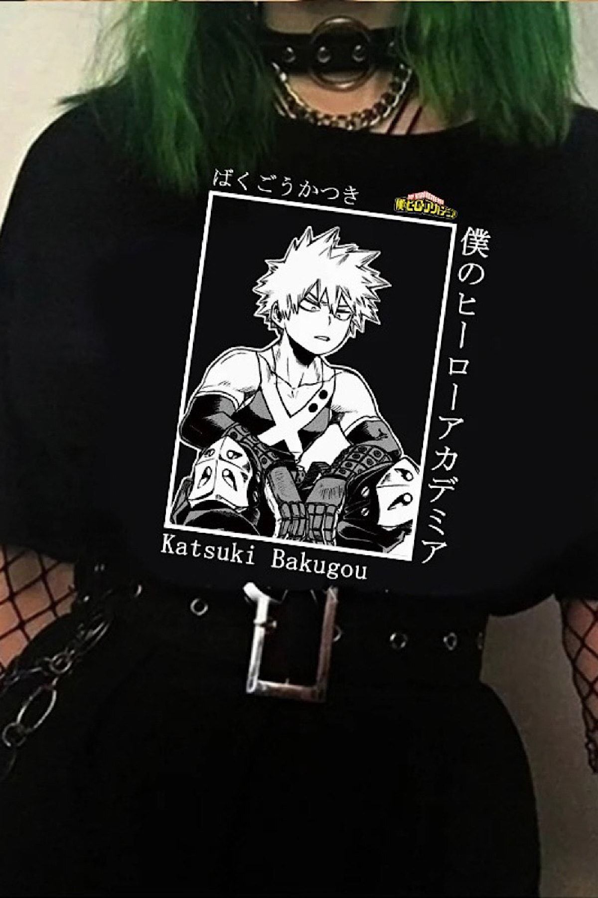 Köstebek Anime My Hero Academia Katsuki Bakugou Siyah Unisex T-shirt
