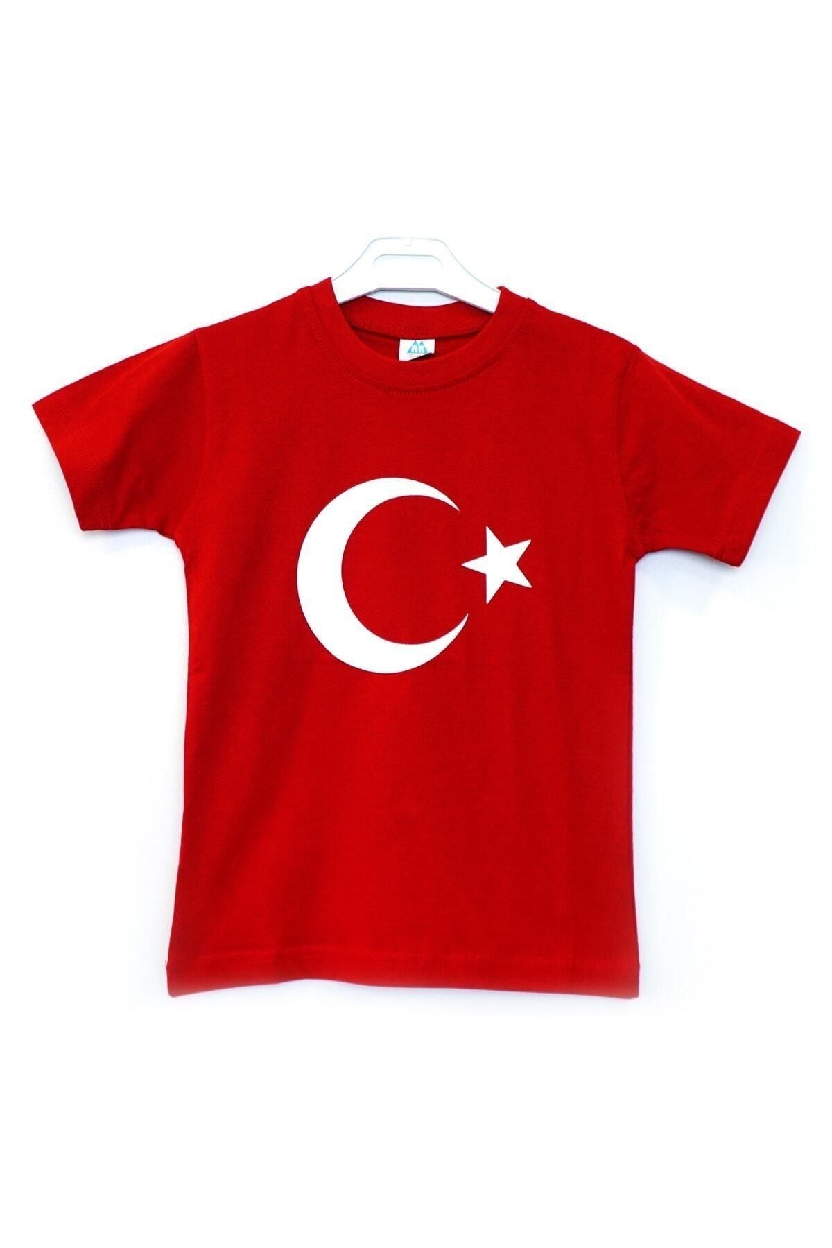 Genel Markalar Kısa Kollu Bayrak Baskılı T-shirt