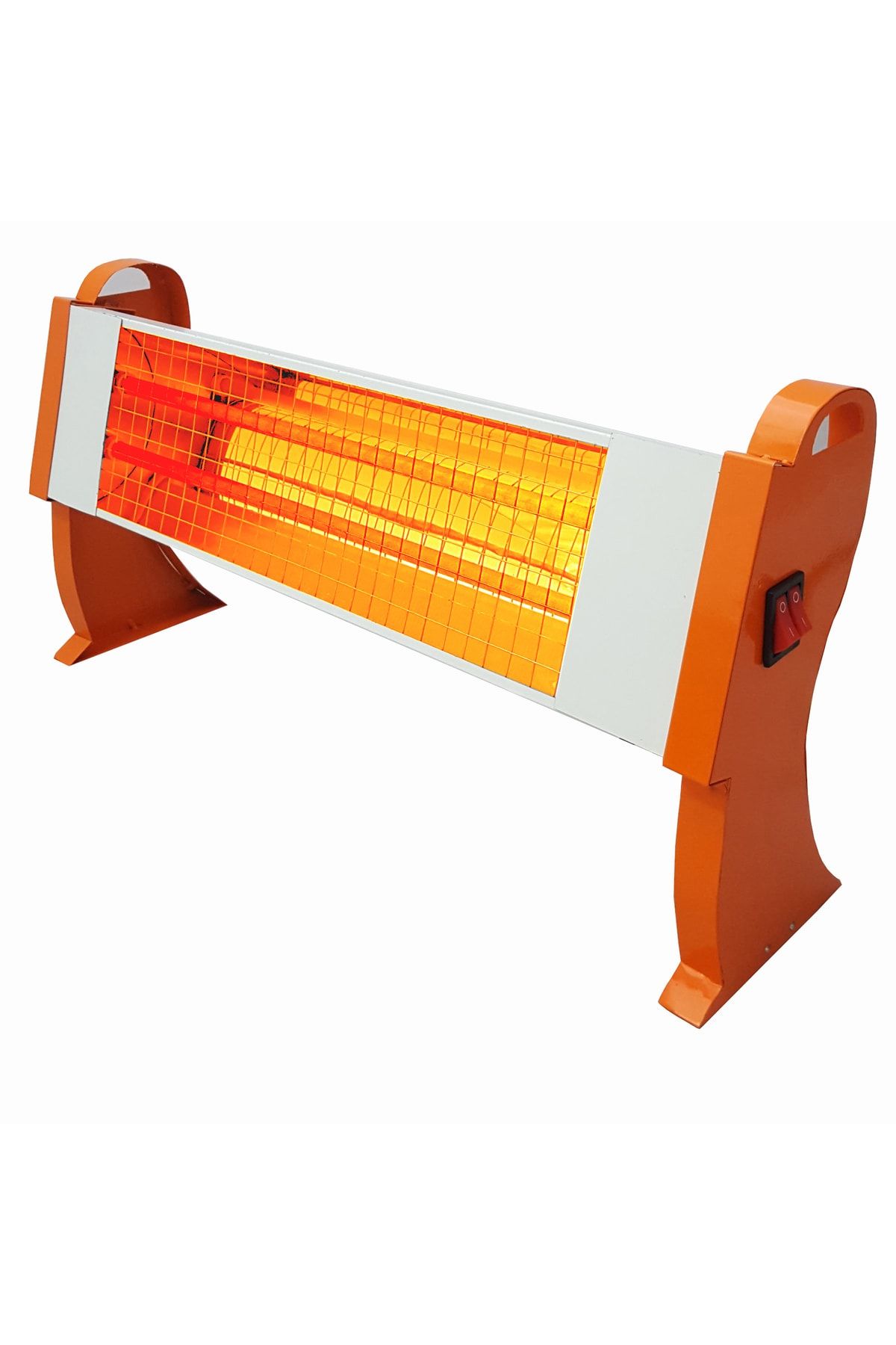 UFOMAX Quartz Mini 1500w Yer Tipi Masa Altı Elektrikli Infrared Isıtıcı Ayak Sobası Inox-kırmızı