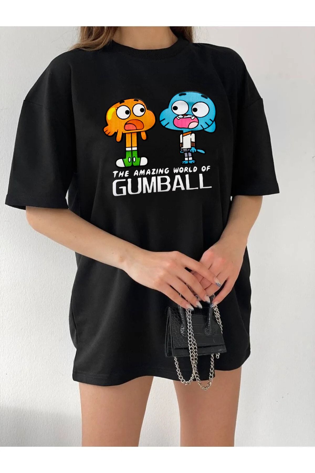 MARECASH Unisex Rahat Kesim Gumball Karakter Oversize T-shirt