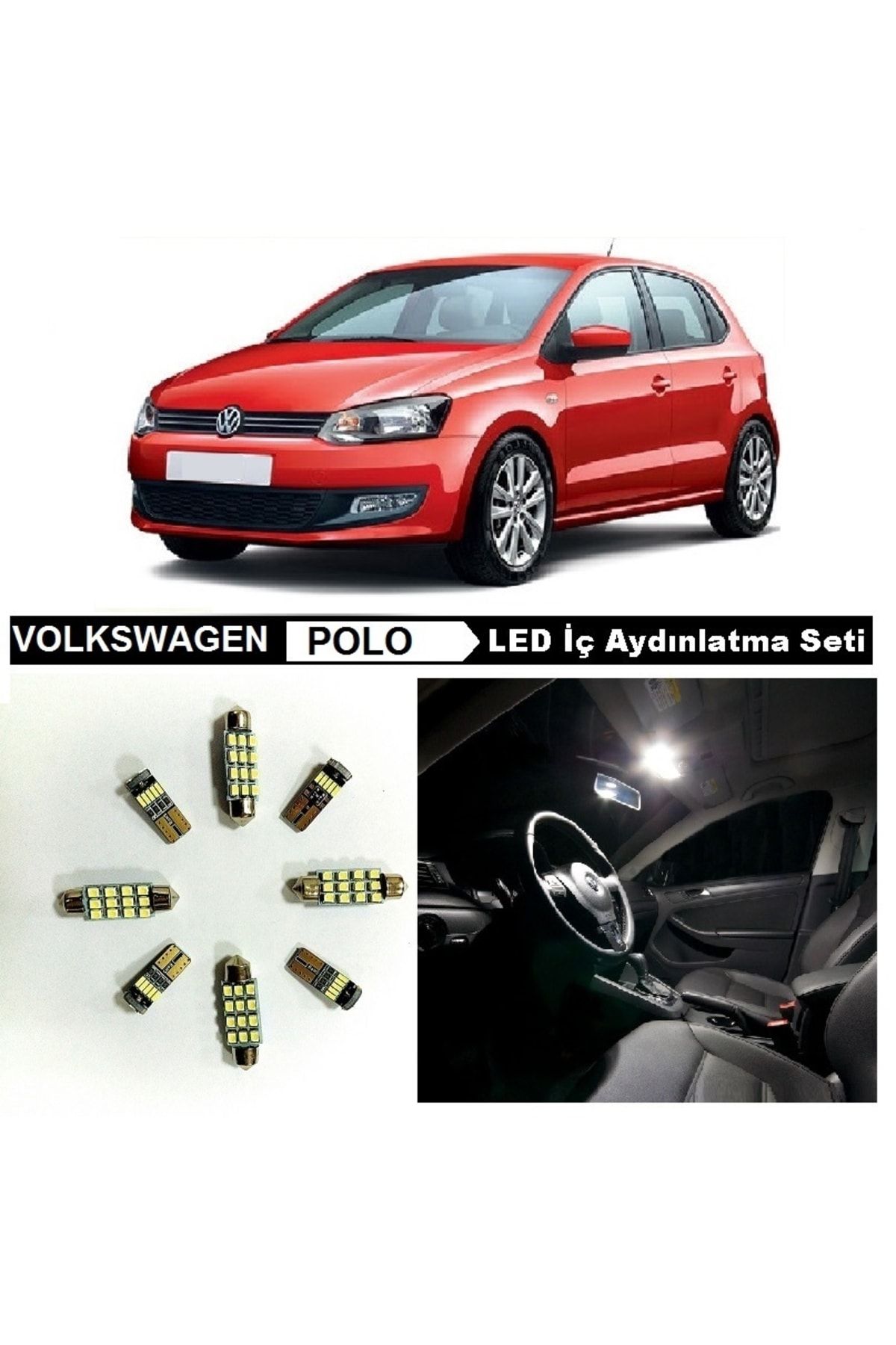 Fardoktoru Vw Polo 6r 6c Beyaz Led Iç Aydınlatma Ampul Seti 9 Adet