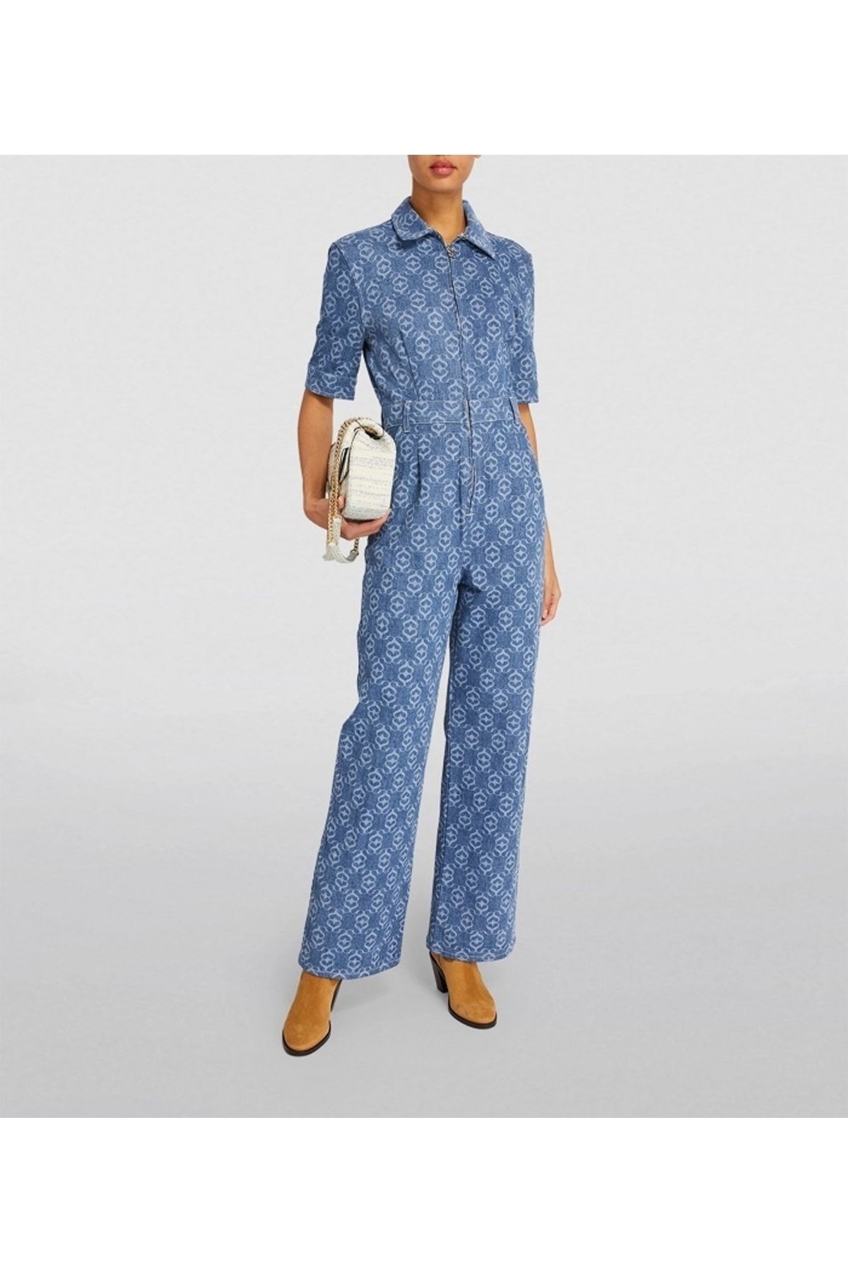 SANDRO Denim Logo Jumpsuit