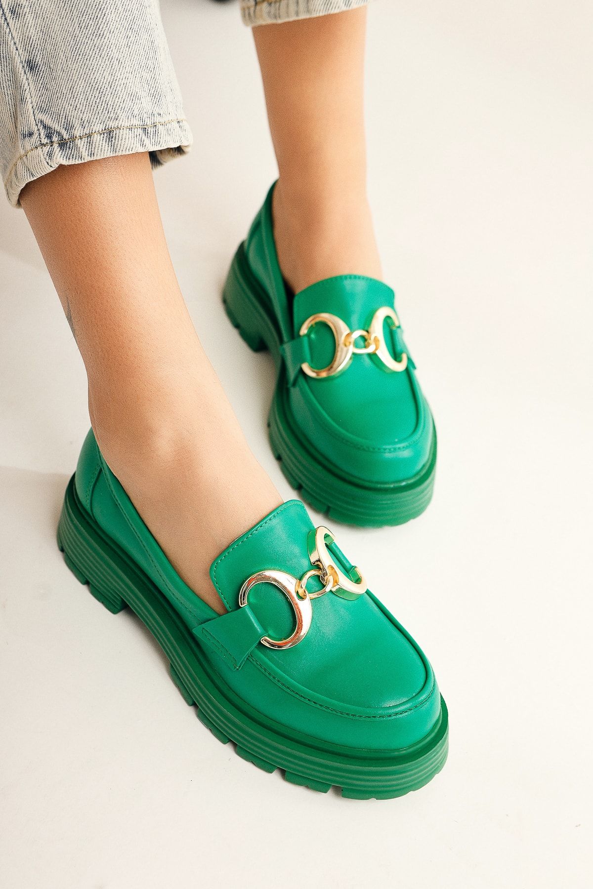 Limoya Renia Yeşil Toka Detaylı Oxford Ayakkabı