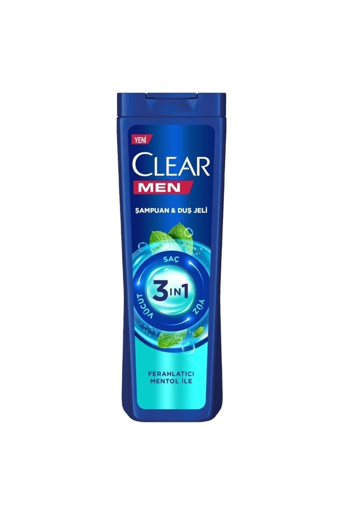 Clear Men 3 in 1 Şampuan & Duş Jeli Ferahlatıcı Mentol Etkisi Saç Yüz Vücut İçin 350 ml