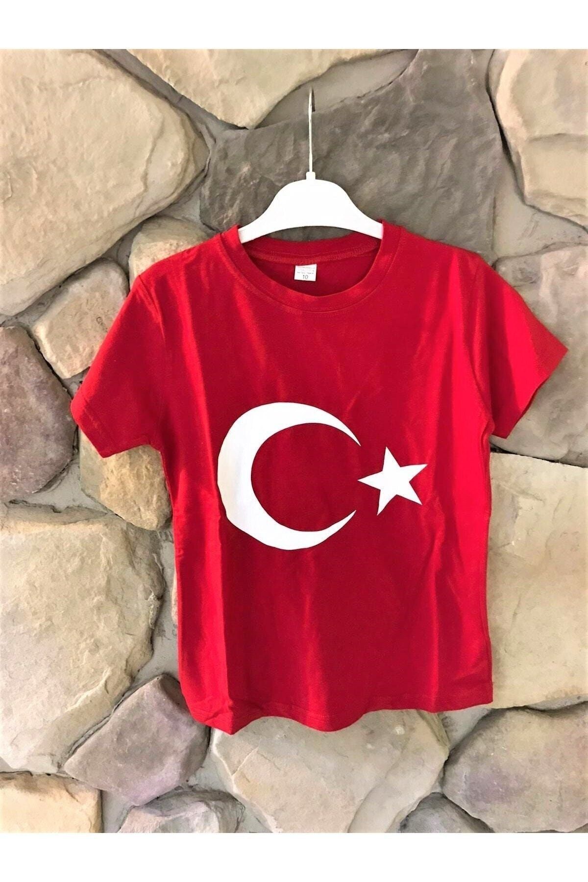 Elif Bebe Unisex Çocuk Kırmızı Bayrak T-Shirt