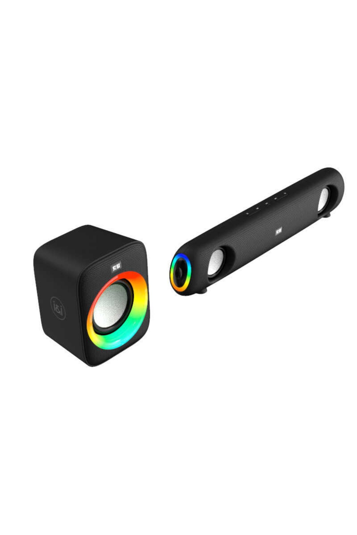 Soaiy Sh11 Taşınabilir Kablosuz Bluetooth Speaker Hoparlör - Renkli Işıklı Ses Bombası - Usb & Aux