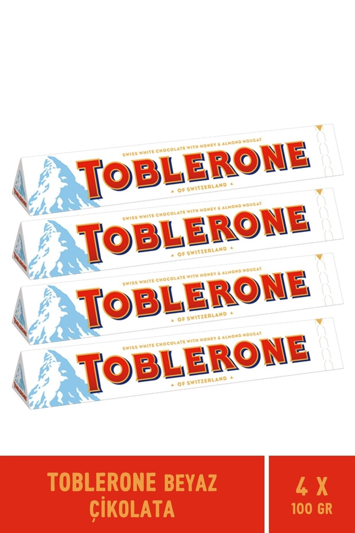 Toblerone Beyaz Çikolata 100 gr - 4 Adet