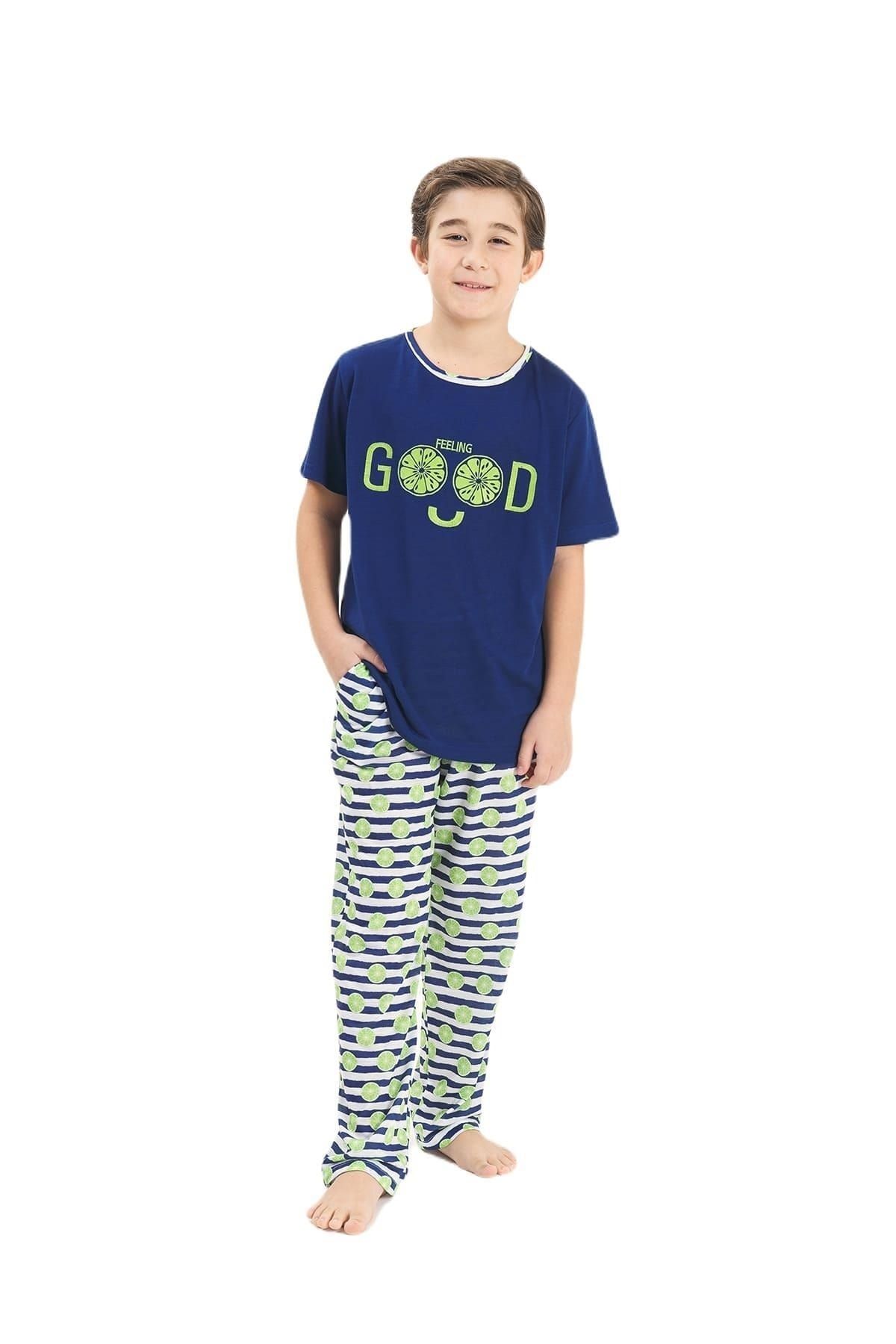 Yeni İnci Kısa Kollu Erkek Çocuk Pijama Takım Cep340