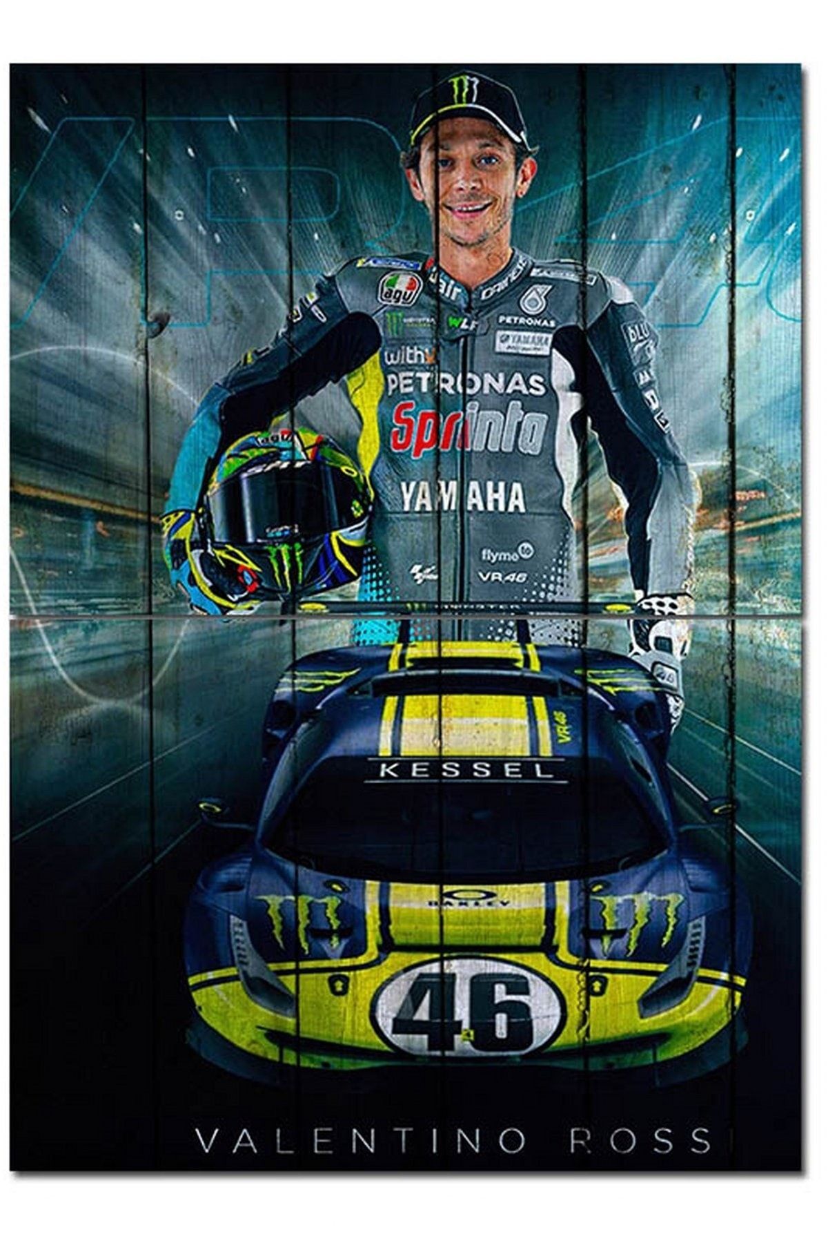 ekart Valentino Rossi Motogp Motosiklet Yarışı Art Mdf Poster 70x100 Cm