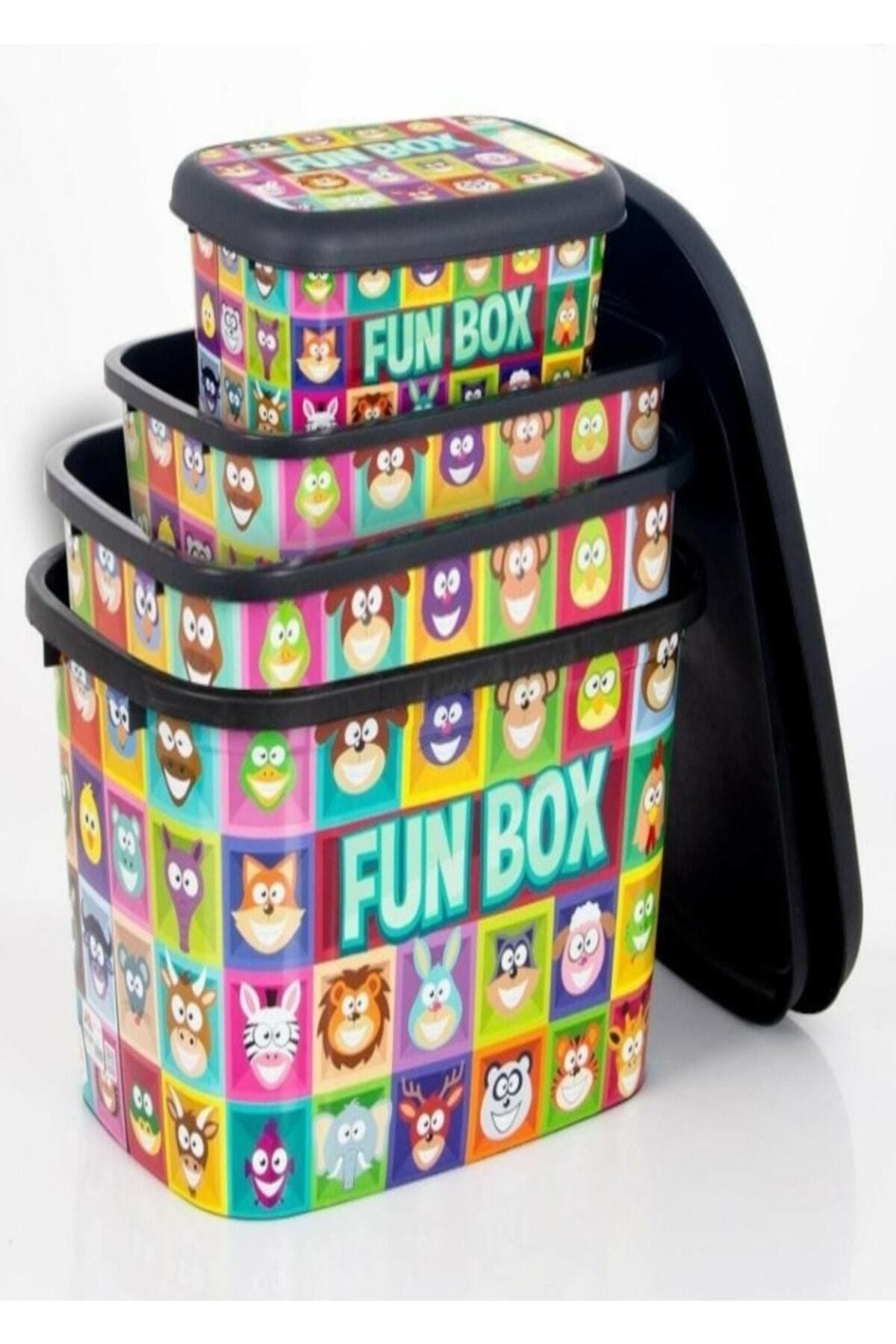 Asfaravm Oyuncak Kutusu Saklama Kutusu Seti 4'lü Funbox