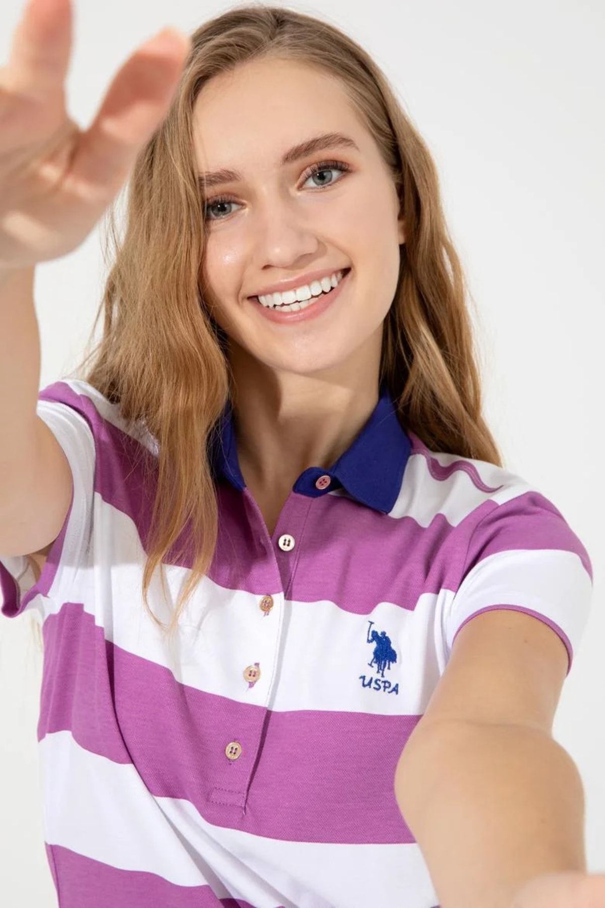 U.S. Polo Assn. Kadın Mor Polo Yaka T-shirt