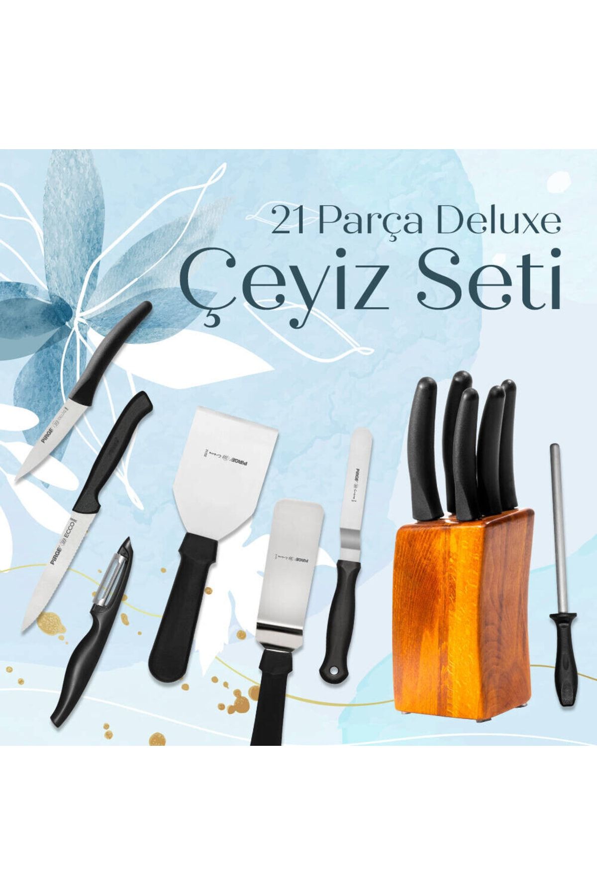 Pirge Çeyizlik Bıçak Seti Deluxe - 21 Parça