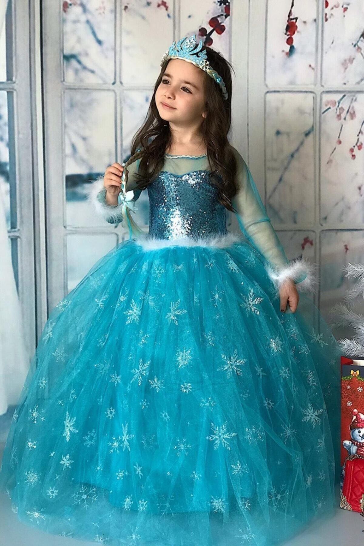 NgiysemKids Çocuk Tarlatanlı Frozen Elsa Kostümü