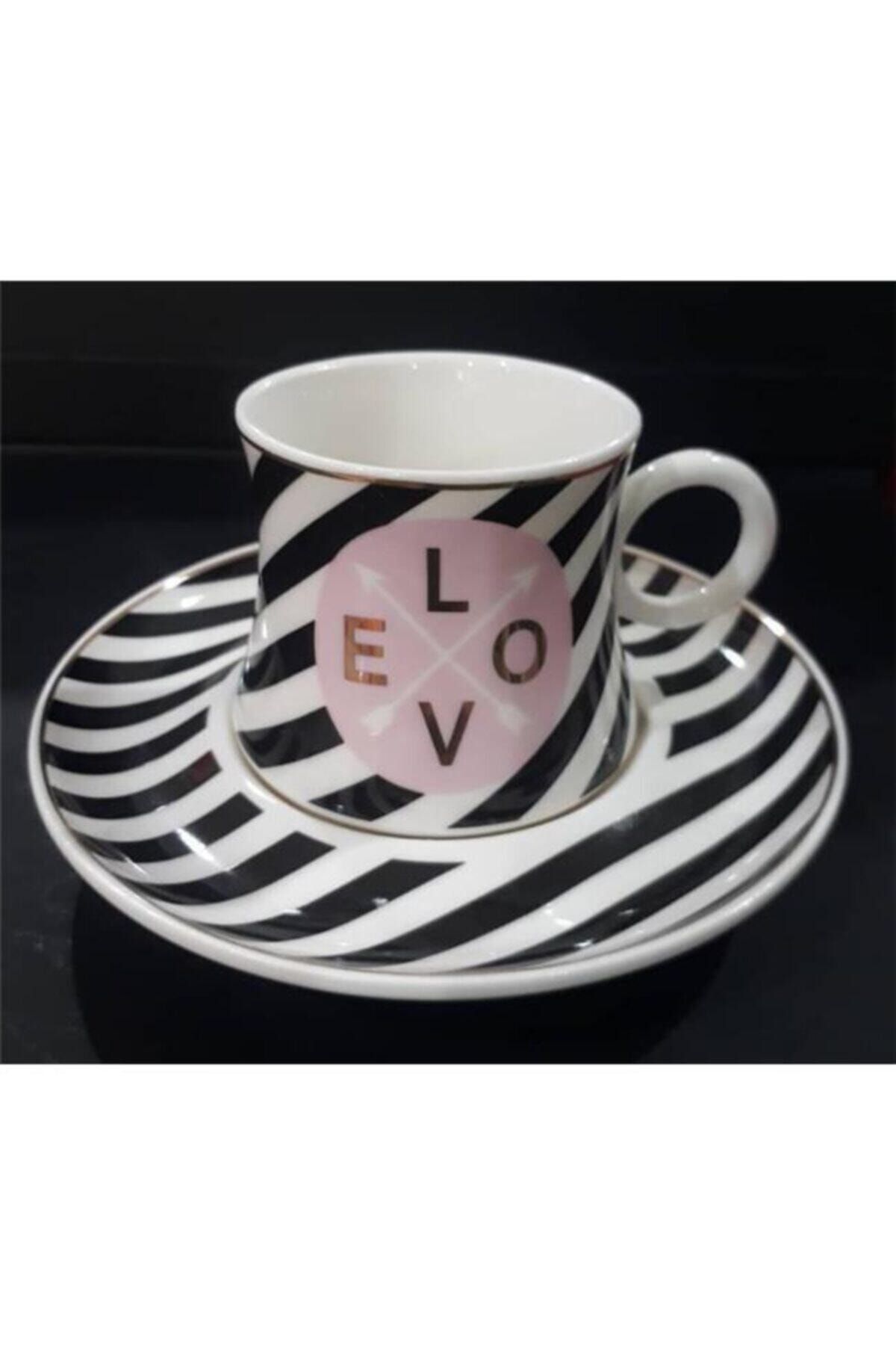 Lavin 6 Lı Kahve-çay Fincan Tkm. Lvn Pembe Siyah Love Porselen Lvn57062