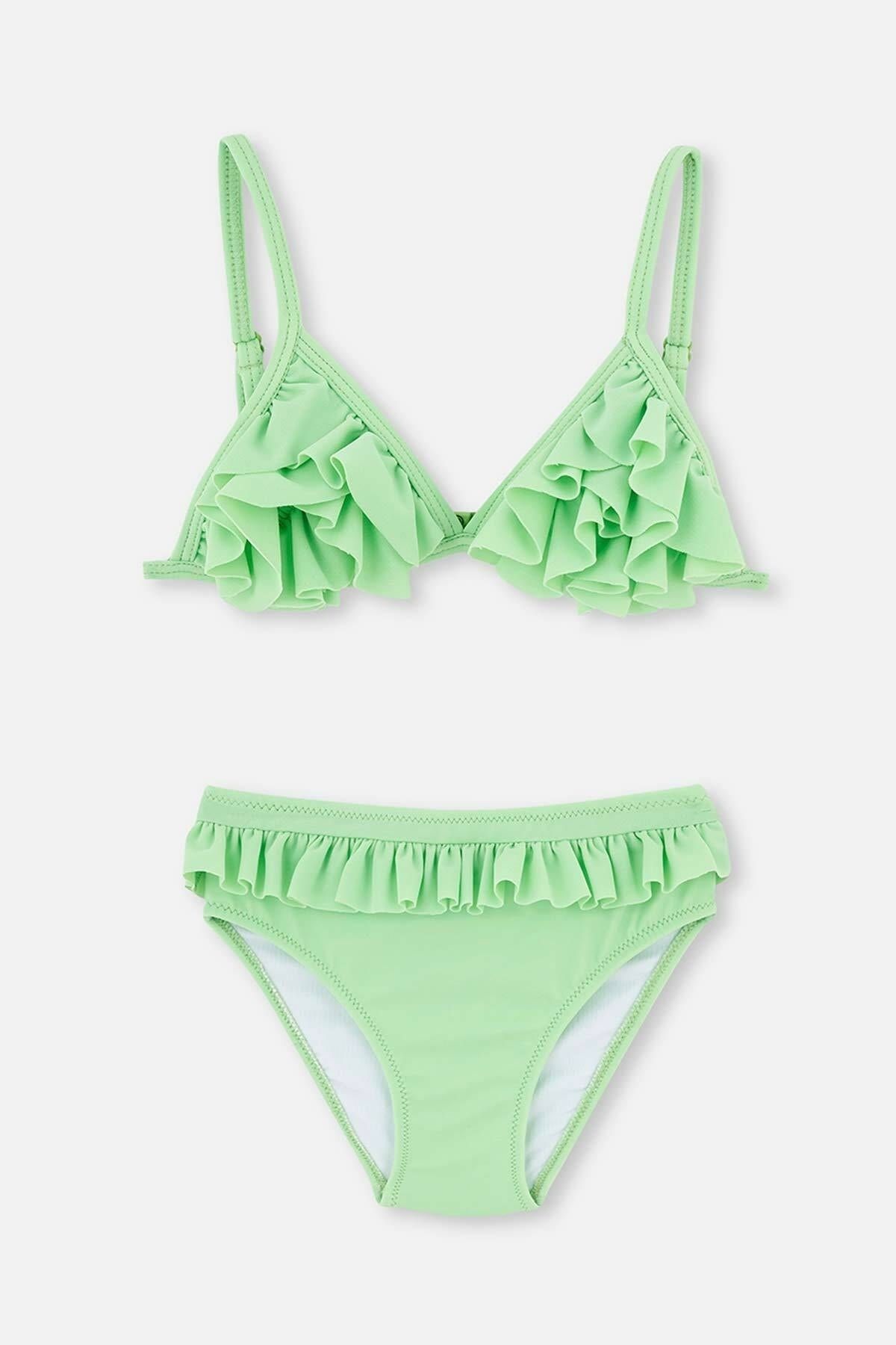 Dagi Yeşil Fırfırlı Çocuk Bikini Takımı