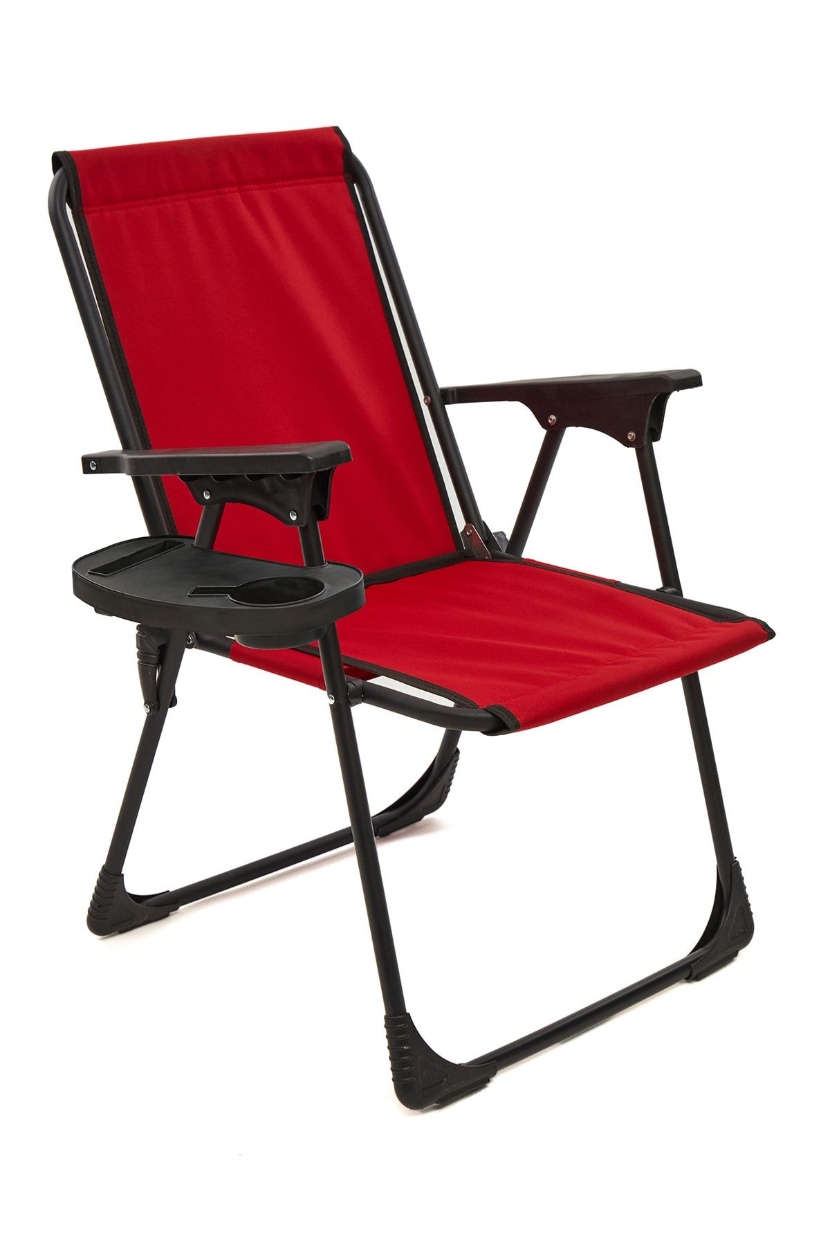 moniev Natura Kamp Sandalyesi Katlanır Piknik Sandalye Oval Bardaklıklı Kırmızı