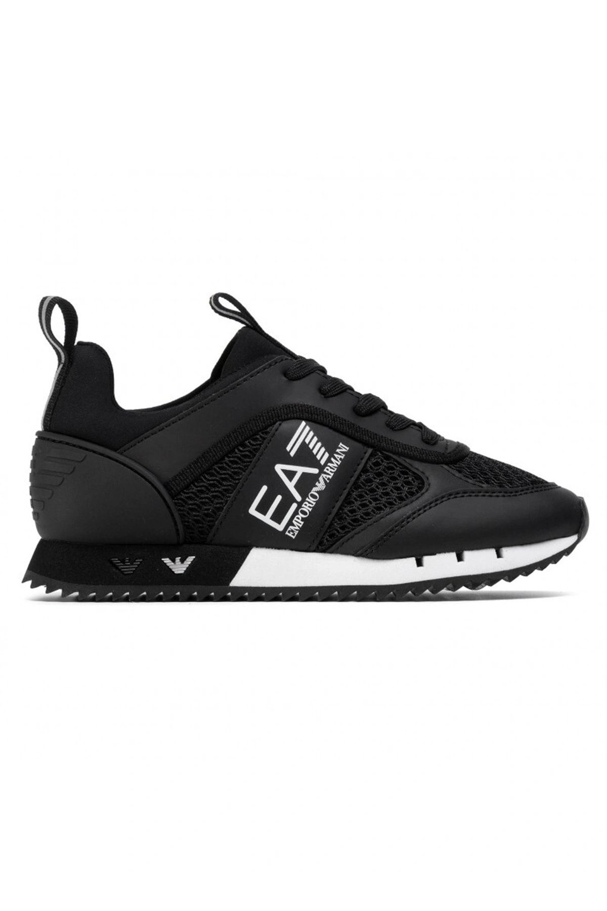 EA7 Erkek Fileli Şerit Logolu Bağıcıklı Siyah-beyaz Sneaker X8x027 Xk050-a120
