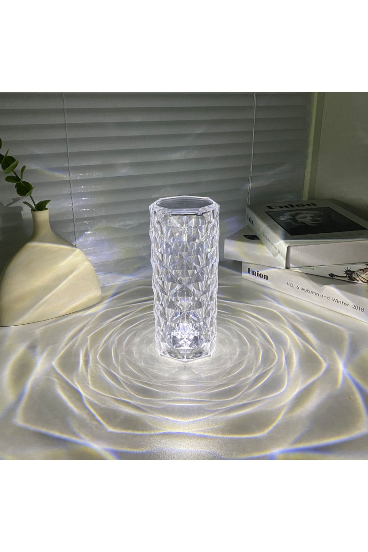 Protonust Şarjlı Gül Kristal Elmas Masa Lambası Dokunmatik 3 Renk Değişen Romantik Akrilik Led Gece Lambası