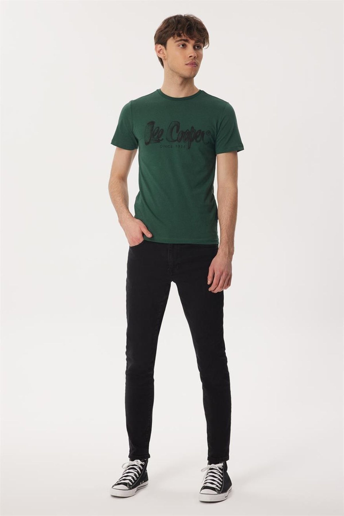 Lee Cooper Erkek T-shirt Yeşil 232 Lcm 242029 Drawınglogo O Yaka