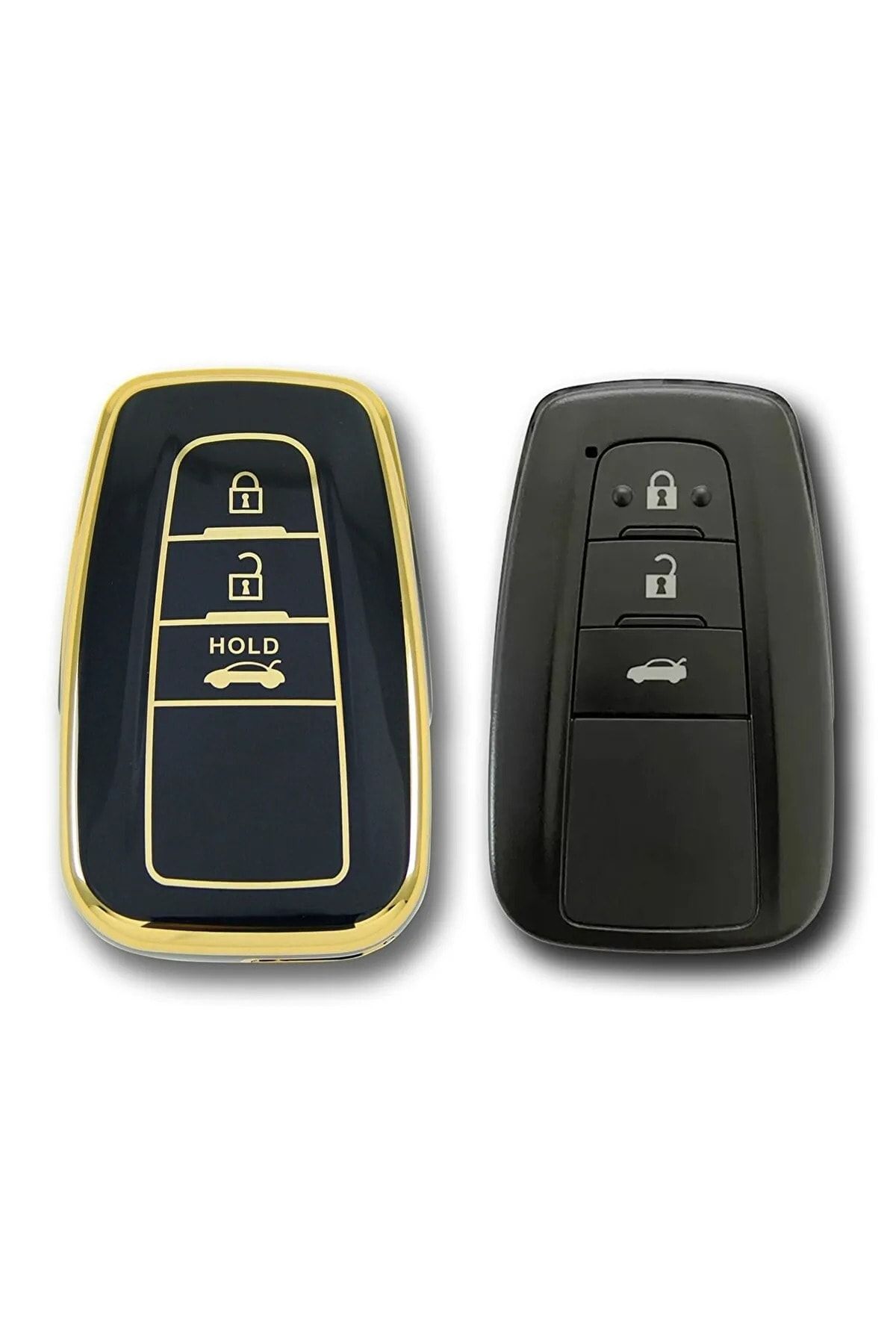 Skilit Toyota Corolla Smart 3btn Siyah Araba Anahtarı Slikon Kılıf Kumanda Kabı Kılıfı Oto Anahtarlık Ince