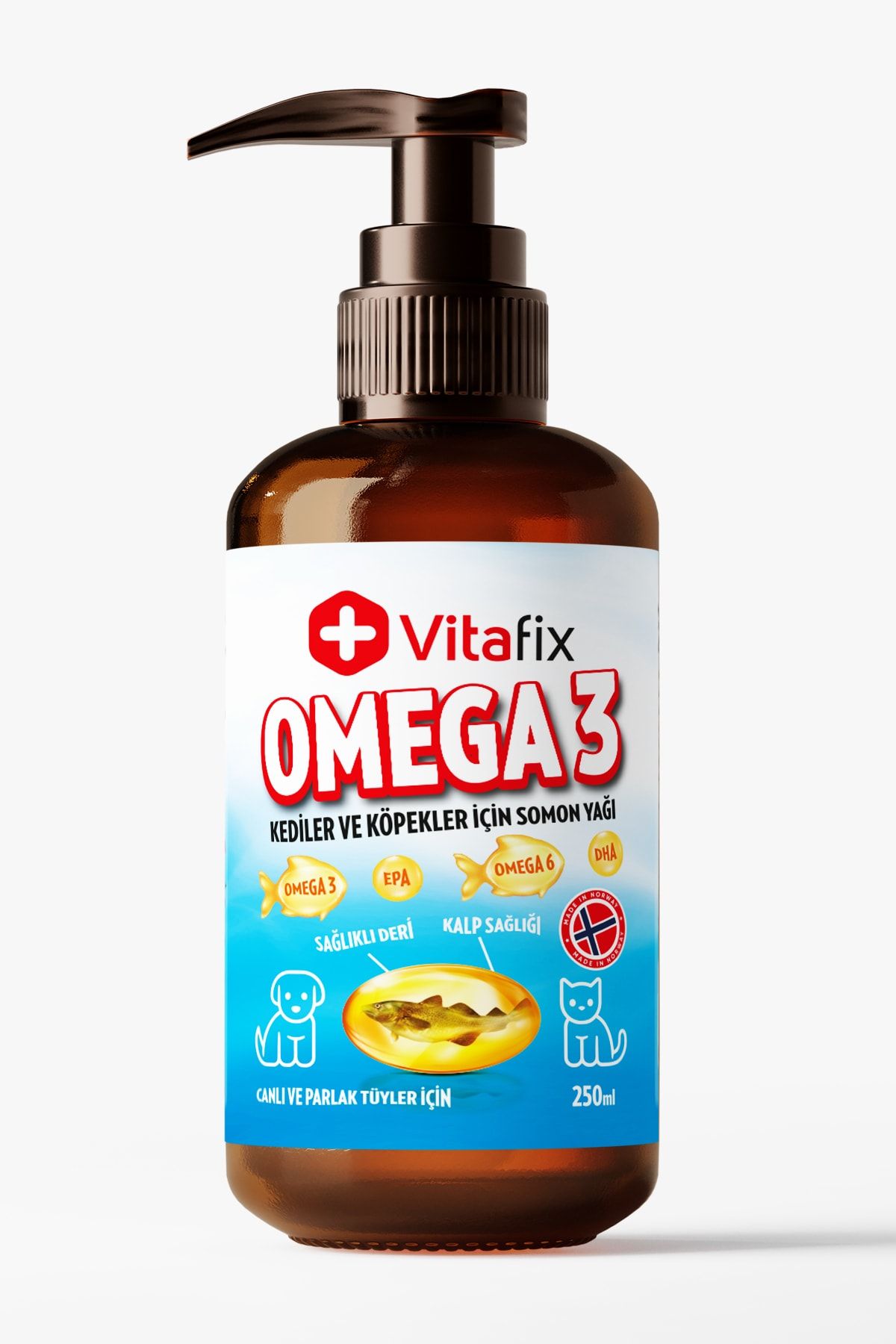 Vitafix Kedi & Köpek Omega Yağı - Epa - Dha - Omega 3 - Salmon Oil - Balık Yağı - Somon Yağı - 250ml