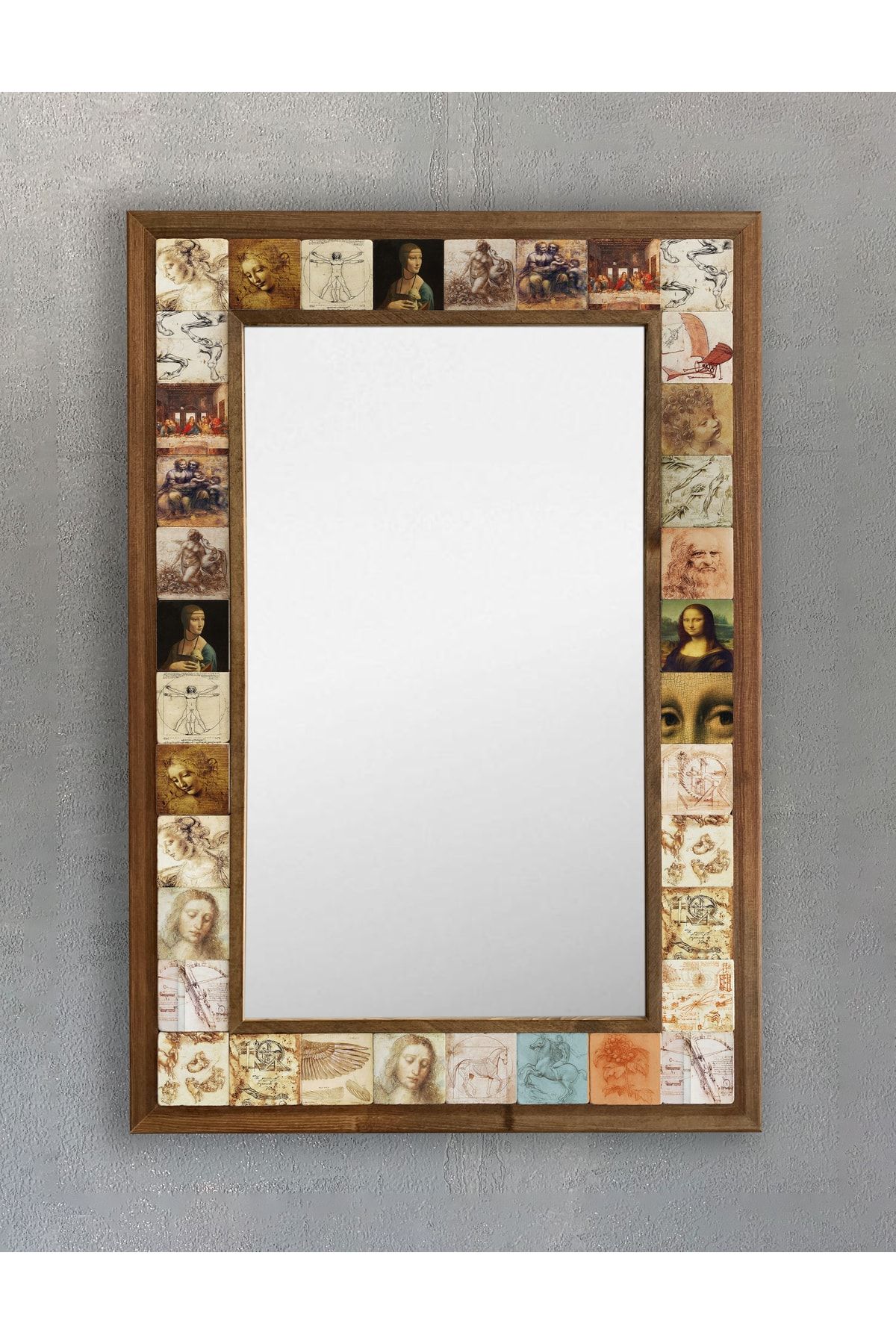 Oscar Stone Decor Masif Çerçeveli Mozaik Taş (doğal-mermer) Ayna 43x63cm Monalisa-etnik-da Vinci
