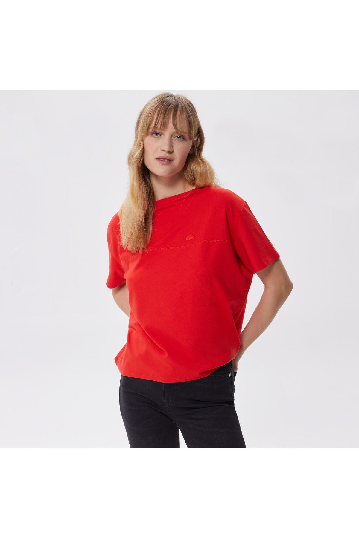 Lacoste Kadın Regular Fit Bisiklet Yaka Kırmızı T-shirt