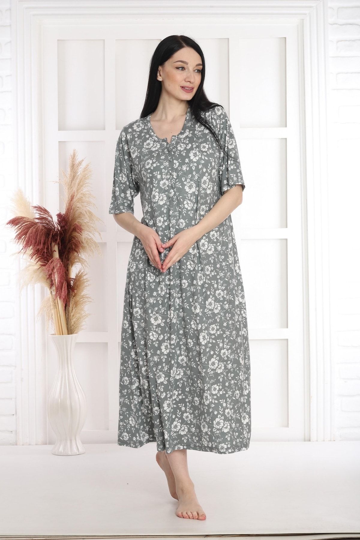 Etoile Kadın Bambu Büyük Beden Seçenekli Ev Elbisesi Gecelik