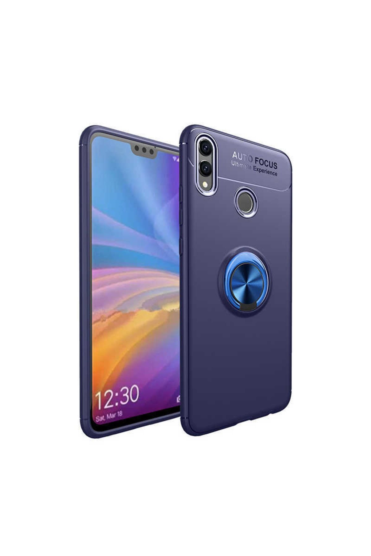 Anka Cep Cep Telefonu Aksesuarları Huawei Honor 8c Kılıf Ravel Yüzüklü Silikon Kapak + Ekran Koruma + Kablo Koruma